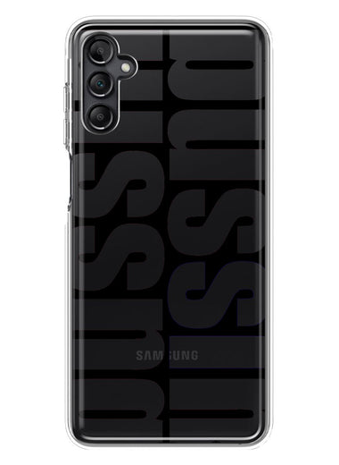 Samsung Galaxy A14 Black Clear Funny Text Quote Bussin Hybrid Protective Phone Case Cover