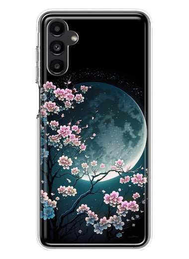Samsung Galaxy A13 Kawaii Manga Pink Cherry Blossom Full Moon Hybrid Protective Phone Case Cover