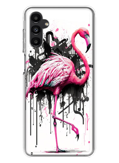 Samsung Galaxy A14 Pink Flamingo Painting Graffiti Hybrid Protective Phone Case Cover