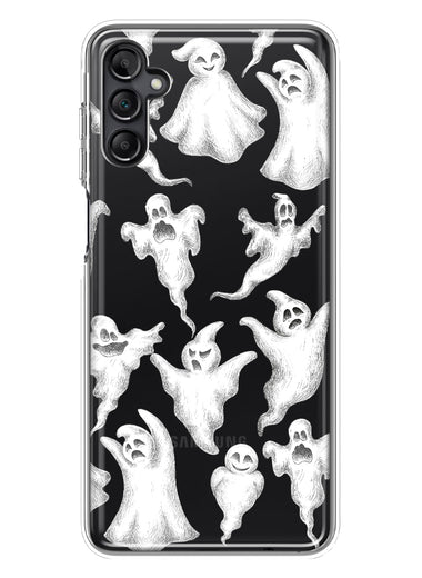 Samsung Galaxy A13 Cute Halloween Spooky Floating Ghosts Horror Scary Hybrid Protective Phone Case Cover