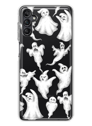 Samsung Galaxy A14 Cute Halloween Spooky Floating Ghosts Horror Scary Hybrid Protective Phone Case Cover
