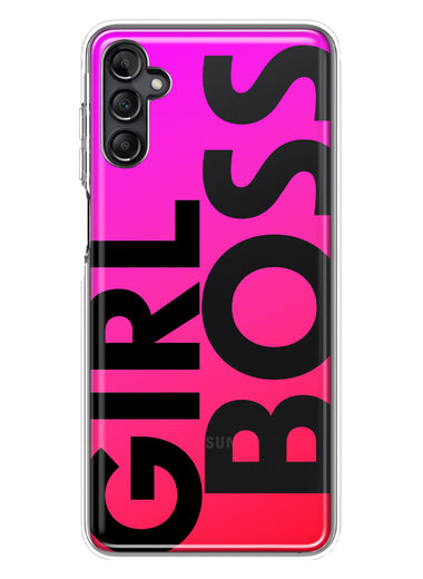 Samsung Galaxy A13 Pink Clear Funny Text Quote Girl Boss Hybrid Protective Phone Case Cover