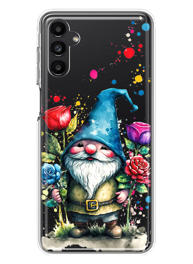 Samsung Galaxy A14 Gnome Red Purple Blue Roses Garden Hybrid Protective Phone Case Cover