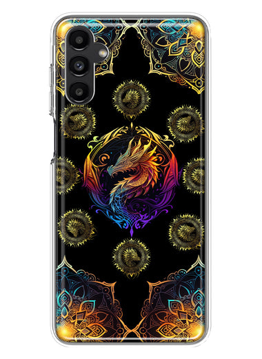 Samsung Galaxy A13 Mandala Geometry Abstract Dragon Pattern Hybrid Protective Phone Case Cover