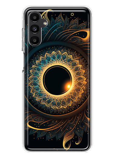Samsung Galaxy A14 Mandala Geometry Abstract Eclipse Pattern Hybrid Protective Phone Case Cover