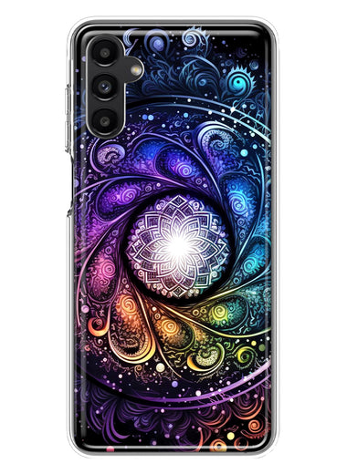 Samsung Galaxy A13 Mandala Geometry Abstract Galaxy Pattern Hybrid Protective Phone Case Cover
