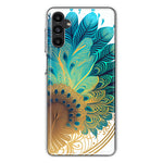 Samsung Galaxy A54 Mandala Geometry Abstract Peacock Feather Pattern Hybrid Protective Phone Case Cover