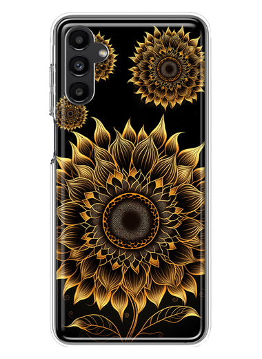 Samsung Galaxy A13 Mandala Geometry Abstract Sunflowers Pattern Hybrid Protective Phone Case Cover