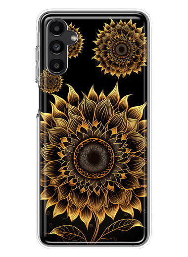 Samsung Galaxy A14 Mandala Geometry Abstract Sunflowers Pattern Hybrid Protective Phone Case Cover