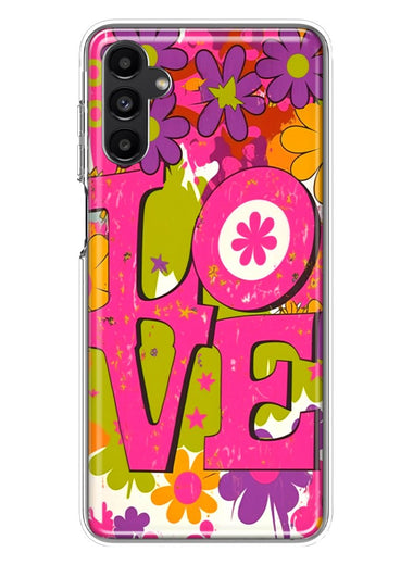 Samsung Galaxy A54 Pink Daisy Love Graffiti Painting Art Hybrid Protective Phone Case Cover