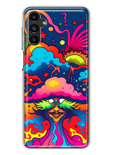 Samsung Galaxy A14 Neon Rainbow Psychedelic Trippy Hippie Bomb Star Dream Hybrid Protective Phone Case Cover