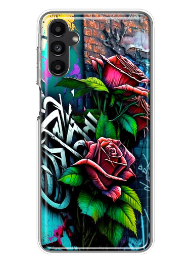 Samsung Galaxy A14 Red Roses Graffiti Painting Art Hybrid Protective Phone Case Cover