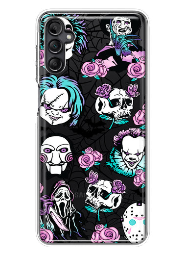 Samsung Galaxy A14 Roses Halloween Spooky Horror Characters Spider Web Hybrid Protective Phone Case Cover