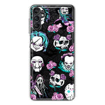 Samsung Galaxy A14 Roses Halloween Spooky Horror Characters Spider Web Hybrid Protective Phone Case Cover