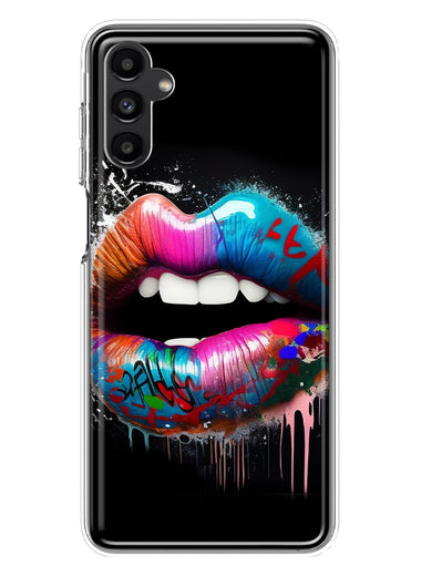 Samsung Galaxy A14 Colorful Lip Graffiti Painting Art Hybrid Protective Phone Case Cover