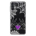 Samsung Galaxy A14 Halloween Skeleton Heart Hands Spooky Spider Web Hybrid Protective Phone Case Cover