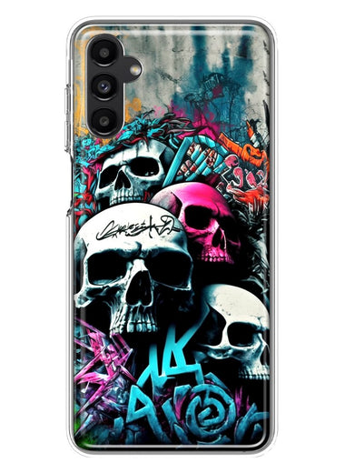 Samsung Galaxy A14 Skulls Graffiti Painting Art Hybrid Protective Phone Case Cover