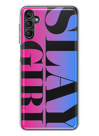 Samsung Galaxy A14 Pink Blue Clear Funny Text Quote Slay Girl Hybrid Protective Phone Case Cover