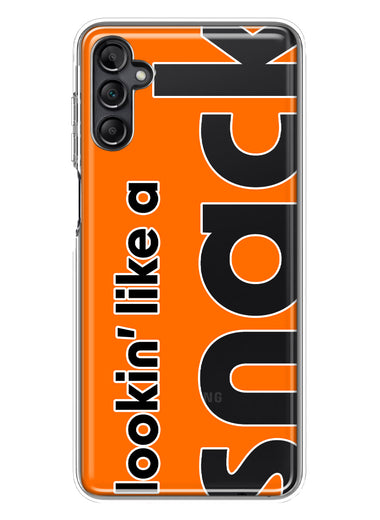 Samsung Galaxy A13 Orange Clear Funny Text Quote Snack Hybrid Protective Phone Case Cover