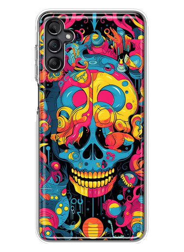 Samsung Galaxy A14 Psychedelic Trippy Death Skull Pop Art Hybrid Protective Phone Case Cover