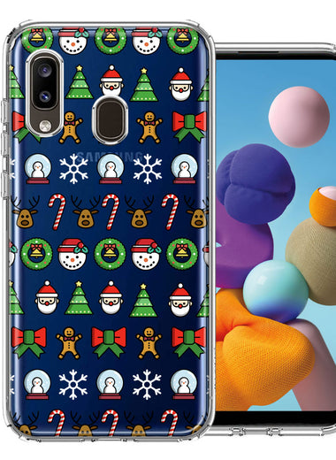 Samsung Galaxy A20 Classic Christmas Polka Dots Santa Snowman Reindeer Candy Cane Design Double Layer Phone Case Cover