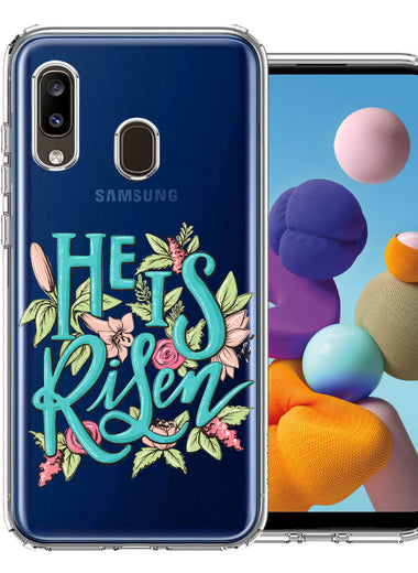 Samsung Galaxy A20 He Is Risen Text Easter Jesus Christian Flowers Double Layer Phone Case Cover