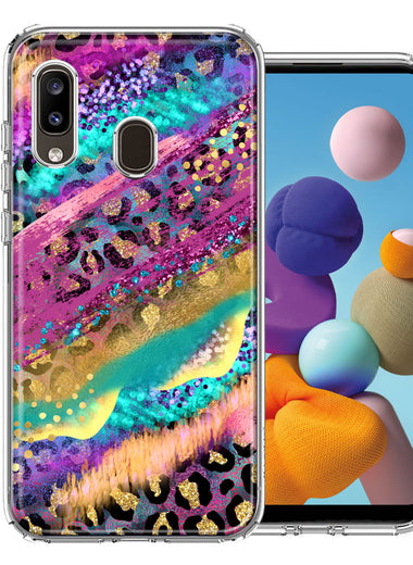 Samsung Galaxy A20 Leopard Paint Colorful Beautiful Abstract Milkyway Double Layer Phone Case Cover