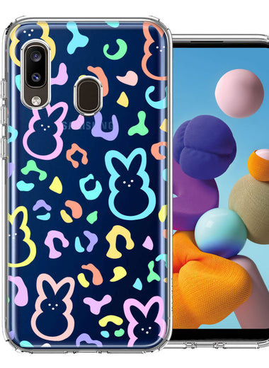 Samsung Galaxy A20 Leopard Easter Bunny Candy Colorful Rainbow Double Layer Phone Case Cover