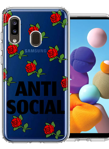 Samsung Galaxy A20 Anti Social Roses Design Double Layer Phone Case Cover