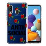 Samsung Galaxy A20 Anti Social Roses Design Double Layer Phone Case Cover