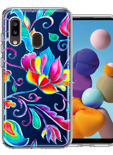 For Samsung Galaxy A20 Bright Colors Rainbow Water Lilly Floral Phone Case Cover