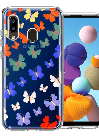 Samsung Galaxy A20 Colorful Butterflies Design Double Layer Phone Case Cover