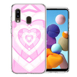 Samsung Galaxy A20 Pink Gem Hearts Design Double Layer Phone Case Cover