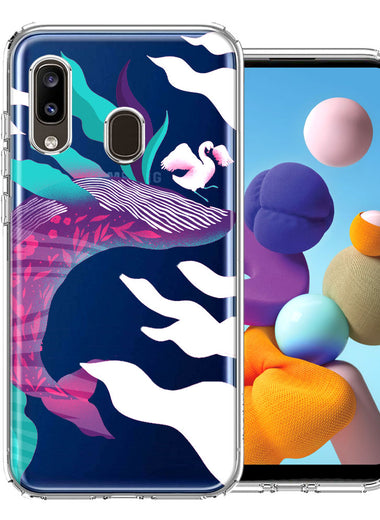 Samsung Galaxy A20 Mystic Floral Whale Design Double Layer Phone Case Cover
