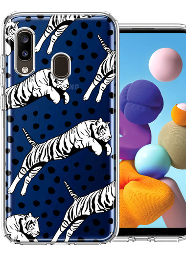 Samsung Galaxy A20 Tiger Polkadots Design Double Layer Phone Case Cover