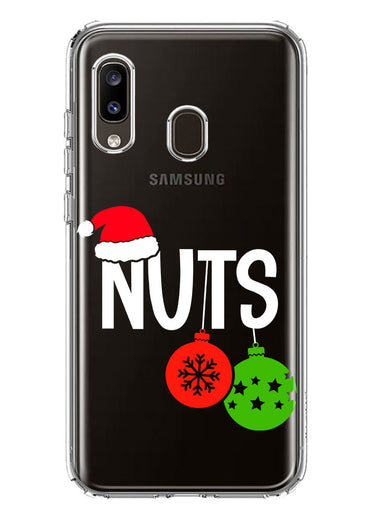 Samsung Galaxy A20 Christmas Funny Couples Chest Nuts Ornaments Hybrid Protective Phone Case Cover