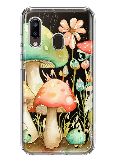 Samsung Galaxy A20 Fairytale Watercolor Mushrooms Pastel Spring Flowers Floral Hybrid Protective Phone Case Cover