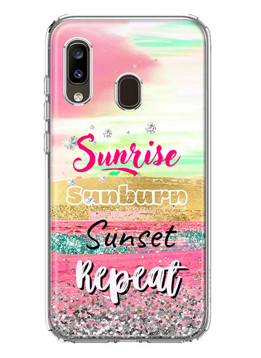 Samsung Galaxy A20 Summer Brush Strokes Sunrise Sunburn Sunset Repeat Hybrid Protective Phone Case Cover