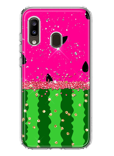 Samsung Galaxy A20 Summer Watermelon Sugar Vacation Tropical Fruit Pink Green Hybrid Protective Phone Case Cover