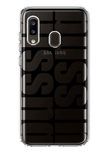 Samsung Galaxy A20 Black Clear Funny Text Quote Bussin Hybrid Protective Phone Case Cover