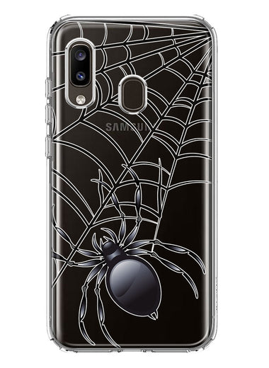 Samsung Galaxy A20 Creepy Black Spider Web Halloween Horror Spooky Hybrid Protective Phone Case Cover