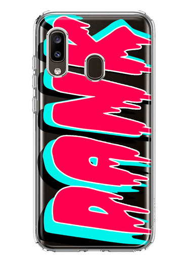 Samsung Galaxy A20 Teal Pink Clear Funny Text Quote Dank Hybrid Protective Phone Case Cover