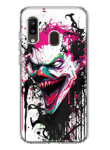 Samsung Galaxy A20 Evil Joker Face Painting Graffiti Hybrid Protective Phone Case Cover