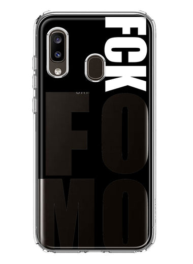 Samsung Galaxy A20 Black Clear Funny Text Quote Fckfomo Hybrid Protective Phone Case Cover
