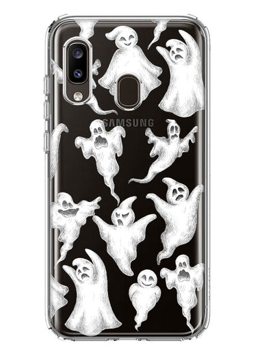 Samsung Galaxy A20 Cute Halloween Spooky Floating Ghosts Horror Scary Hybrid Protective Phone Case Cover