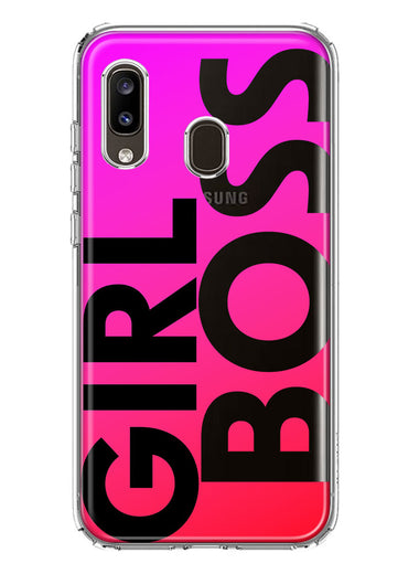 Samsung Galaxy A20 Pink Clear Funny Text Quote Girl Boss Hybrid Protective Phone Case Cover