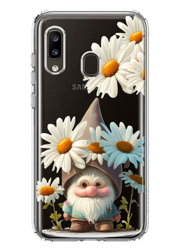 Samsung Galaxy A20 Cute Gnome White Daisy Flowers Floral Hybrid Protective Phone Case Cover