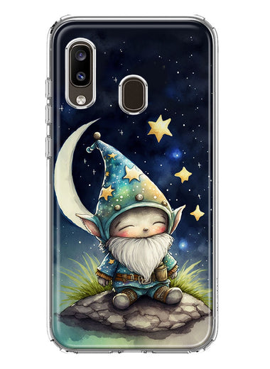 Samsung Galaxy A20 Stars Moon Starry Night Space Gnome Hybrid Protective Phone Case Cover