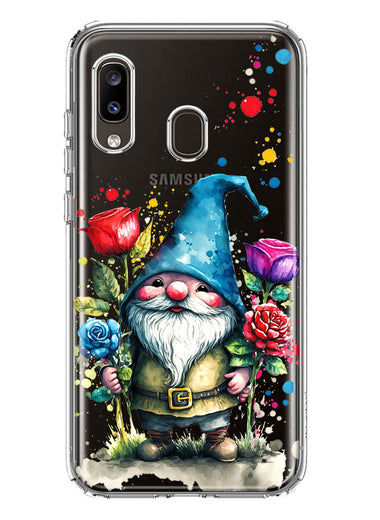 Samsung Galaxy A20 Gnome Red Purple Blue Roses Garden Hybrid Protective Phone Case Cover