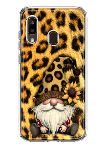 Samsung Galaxy A20 Gnome Sunflower Leopard Hybrid Protective Phone Case Cover